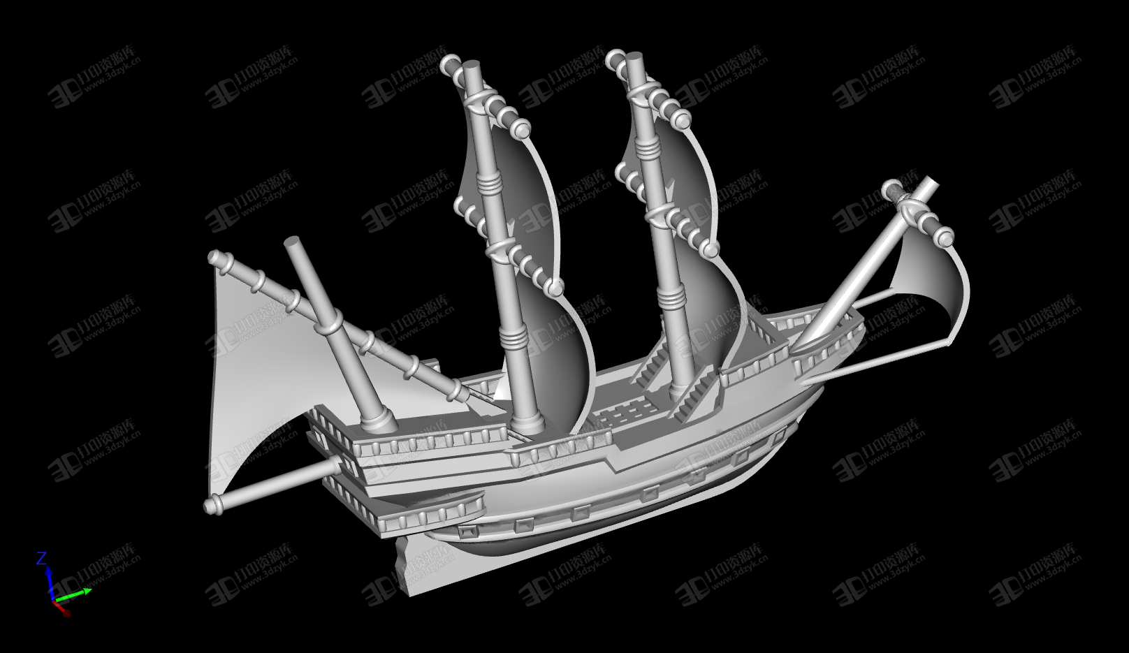 帆船 海盜船 3D打印模型 (2).png