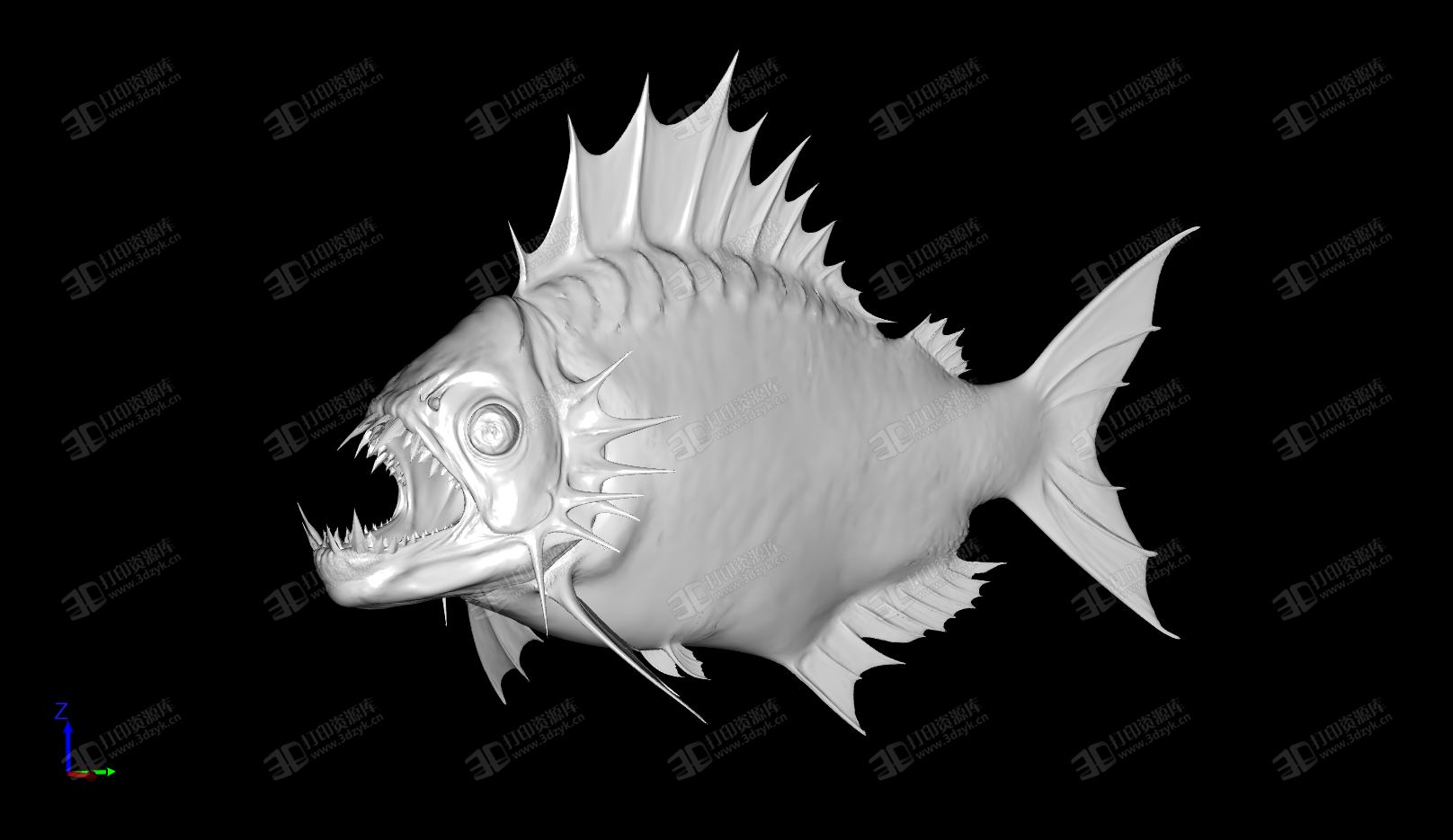 食人魚 水生物 3D打印模型 (1).png