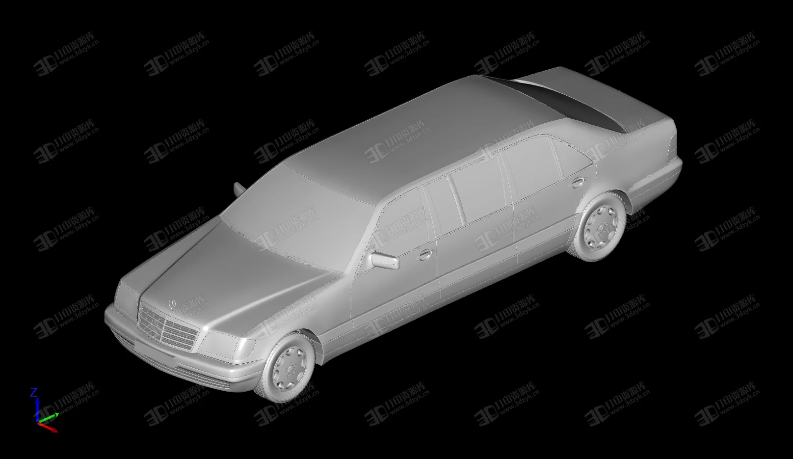 虎頭奔-奔馳S級(jí) W140 轎車 3D打印模型 (3).webp