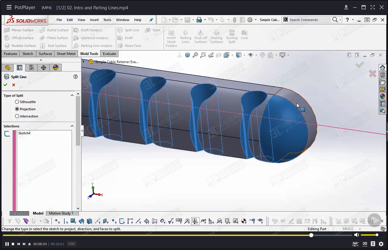 3D打印教程：3D打印模型通過(guò)SOLIDWORKS模具工具制作視頻教程